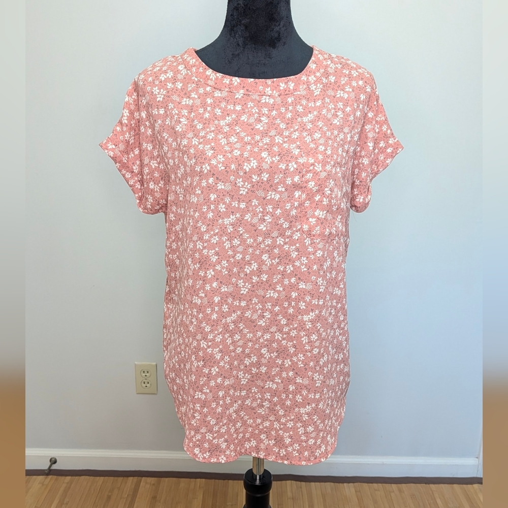 Buffalo David Bitton Pocketed Floral Pink Women's Top Sz Sm